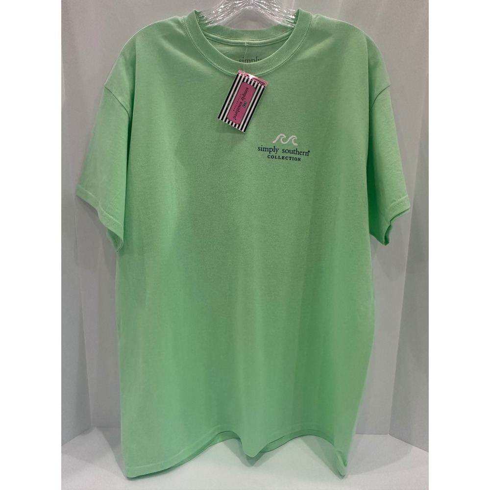 Simply Southern Mint Green Graphic T-Shirt Large Feeling Good Wave Beach Tee NWT